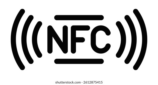Contactless NFC symbol with wave lines. Editable stroke.