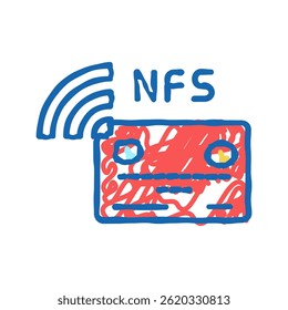contactless nfc system card doodle icon sketch vector. contactless nfc system card sign. isolated symbol illustration