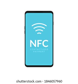 Contactless NFC wireless pay mobile sign logo. Credit card nfc payment vector concept
