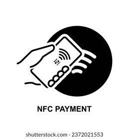 Pago inalámbrico nfc sin contacto. Pago NFC por teléfono móvil aislado en ilustración vectorial de fondo.