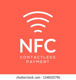 Logotipo de signo de pago inalámbrico sin contacto NFC. Concepto vectorial de pago nfc de tarjeta de crédito.