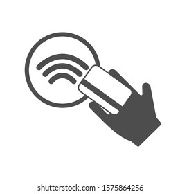 Contactless NFC wireless pay sign logo. Credit card nfc payment vector concept.