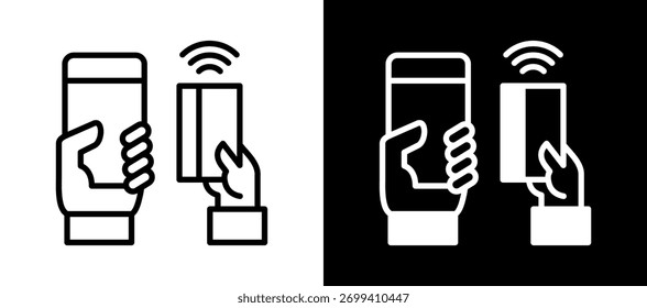 Contactless Pay Icon Ilustración vectorial negro blanco