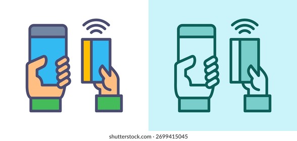 Contactless Pay Icon whitegreen Vector Illustration