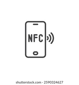 Contactless Pay line icon. linear style sign for mobile concept and web design. A phone wireless payment outline vector icon. NFC transaction symbol, logo illustration. Vector graphics