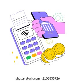 Contactless payment abstract concept vector illustration. Contactless technology, payment system, smartphone banking application, paypass solution, smartwatch purchase method abstract metaphor.