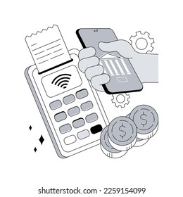 Contactless payment abstract concept vector illustration. Contactless technology, payment system, smartphone banking application, paypass solution, smartwatch purchase method abstract metaphor.