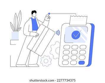 Contactless payment abstract concept vector illustration. Contactless technology, payment system, smartphone banking application, paypass solution, smartwatch purchase method abstract metaphor.