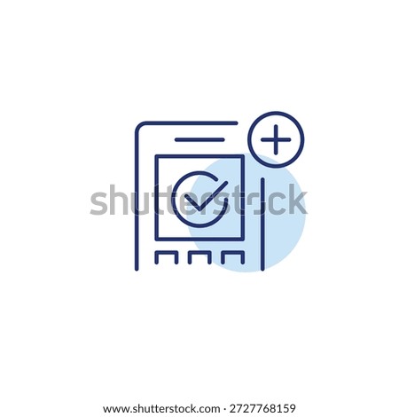 Contactless payment approved and plus symbol. Scan verified. Pixel perfect, editable stroke vector icon