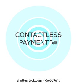 Contactless payment background with shopping cart and circles. Vector.