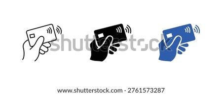 Contactless Payment Card Hand Icon Vector Set