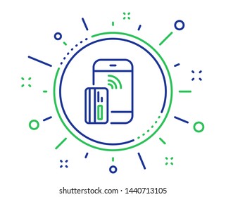 Contactless payment card line icon. Phone money sign. Mobile device symbol. Quality design elements. Technology contactless payment button. Editable stroke. Vector