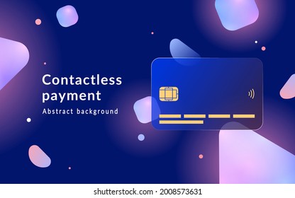 Contactless payment with card. Vector illustration for online marketing and business. Debit or credit card with nfc function. Template for website, mailing or poster.