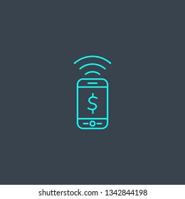 contactless payment concept blue line icon. Simple thin element on dark background. contactless payment concept outline symbol design. Can be used for web and mobile UI/UX