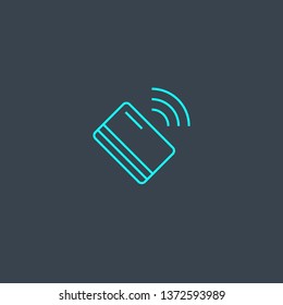 contactless payment concept blue line icon. Simple thin element on dark background. contactless payment concept outline symbol design. Can be used for web and mobile UI/UX