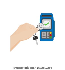 contactless payment, the concept of NFC payment key fob vector illustration