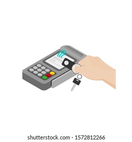 contactless payment, the concept of NFC payment key fob vector illustration