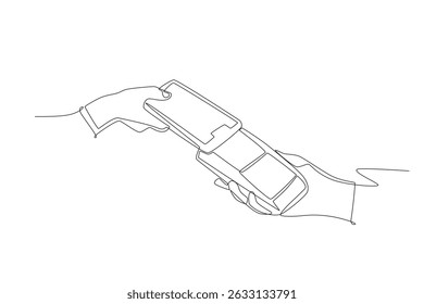 Contactless payment concept one-line drawing