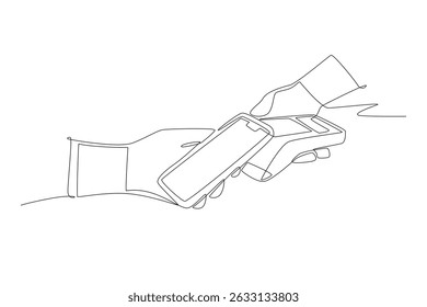 Concepto de pago sin contacto dibujo de una línea