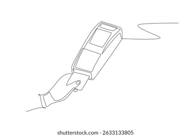 Contactless payment concept one-line drawing