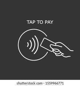 Contactless Payment, Credit Card And Hand Tap Pay Wave Logo. Vector Wireless NFC And Contactless Pay Pass Icon