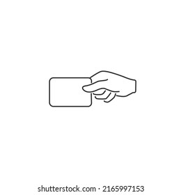 Contactless payment, credit card and hand tap pay wave logo line icon. Vector wireless NFC and contactless pay pass icon 