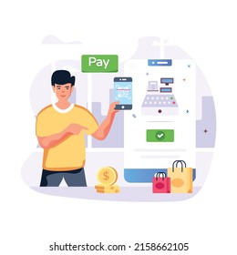 Contactless payment flat illustration is up for premium use 

