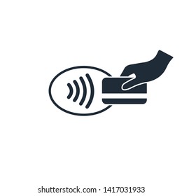 Contactless payment for goods and services. Vector icon, white background.