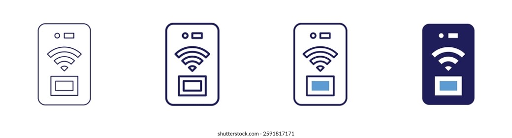 Contactless payment icon in 4 different styles. Thin Line, Line, Bold Line, Duotone. Duotone style. Editable stroke.