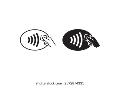 Contactless payment icon in black and white Vector