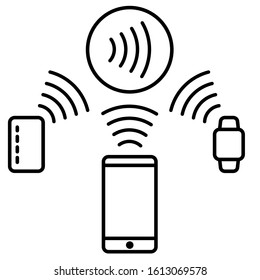 contactless payment icon card phone watch vector isolated