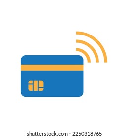 Contactless payment icon design. Credit card and hand, wireless NFC pay wave and contactless pay pass logo. isolated on white background