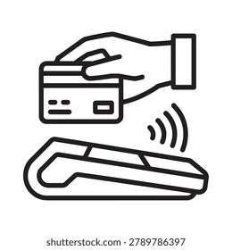 contactless payment icon with hand holding credit card