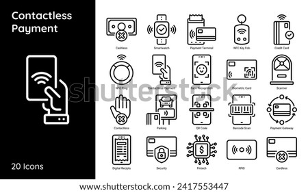 Contactless Payment Icon Line Style