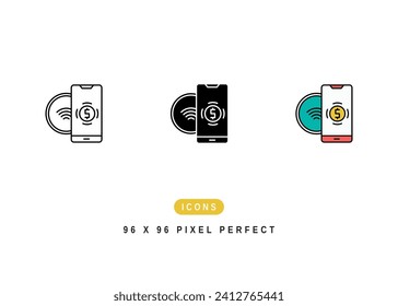 Contactless Payment Icon. NFC Card Pay Pictogram Graphic Illustration. Isolated Simple Line Icon For Infographic, App and Web Button.