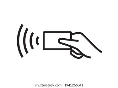 Contactless payment icon. Rfid wifi nfc payment vector symbol. Line cashless pay icon