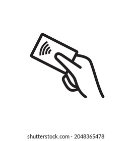 Contactless payment icon. Rfid wifi nfc payment vector symbol. Line cashless pay icon