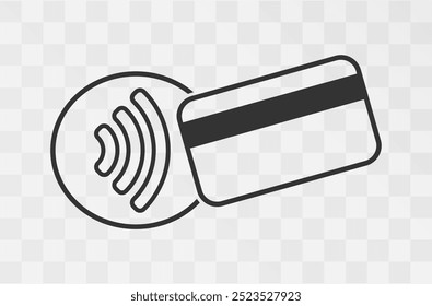 Contactless payment icons, credit card and hand tap pay wave.  Wireless NFC and contactless pay pass icons set. Vector illustration image. Isolated on background.