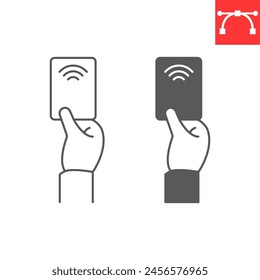 Contactless payment line and glyph icon, banking and finance, cashless pay vector icon, vector graphics, editable stroke outline sign, eps 10.