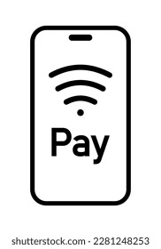 Contactless payment. Line icon, black, contactless payment icon. Vector.