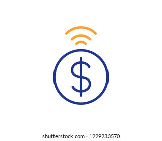 Contactless payment line icon. Dollar exchange sign. Finance symbol. Colorful outline concept. Blue and orange thin line color icon. Contactless payment Vector