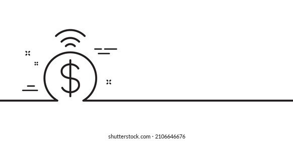 Das Symbol der kontaktlosen Zahlungslinie. Dollarkurs-Zeichen. Finanzsymbol. Minimaler Hintergrund der Illustration. Kontaktloses Symbol für Zahlungslinien-Muster. White Web Template Konzept. Vektorgrafik