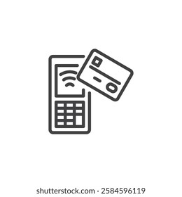 Contactless payment line icon. linear style sign for mobile concept and web design. Payment terminal and credit card outline vector icon. Symbol, logo illustration. Vector graphics