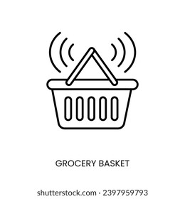 kontaktlose Zahlungslinie Symbol Vektorgrafik-Supermarkt-Einkaufswagen