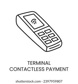 Contactless payment line icon vector bank terminal