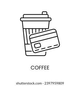 Contactless payment line icon vector glass or cup of coffee