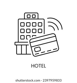 Contactless payment line icon vector hotel