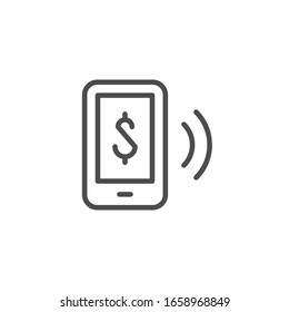 Contactless payment line outline icon