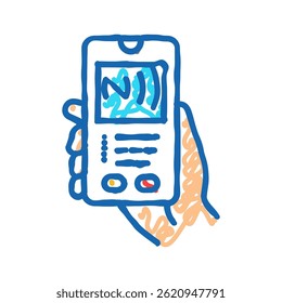 kontaktlose Zahlung nfc Technologie doodle Symbol Skizze Vektor. kontaktloses Zahlungs-NFC-Technologie-Zeichen. einzelne Symbolgrafik