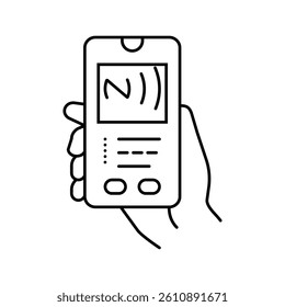contactless payment nfc technology line icon vector. contactless payment nfc technology sign. isolated contour symbol black illustration